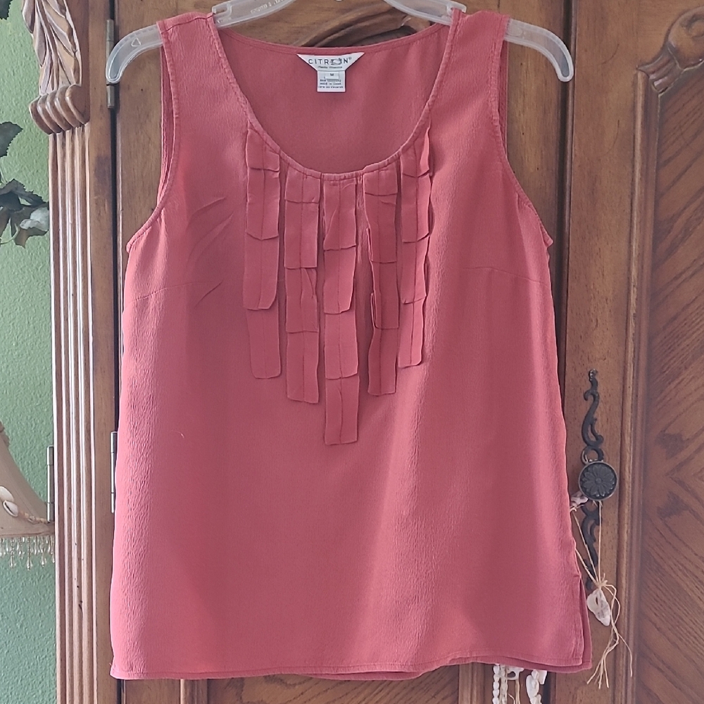 Citron Santa Monica Silk Crepe Tank Size M